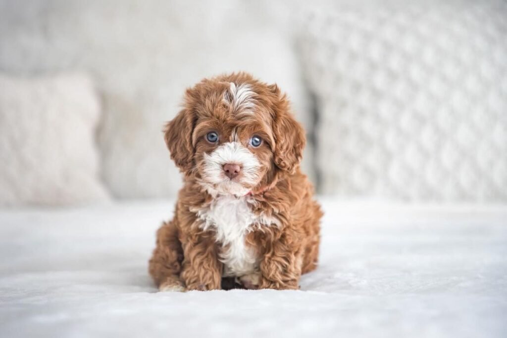 Cavapoo puppies with curly coatsv